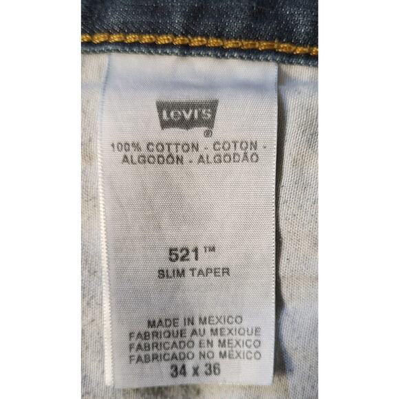Vintage Levis 521 Slim Taper Denim Jeans Mens 34”x 36” Med-Wash EUC Red Tab - Picture 12 of 16